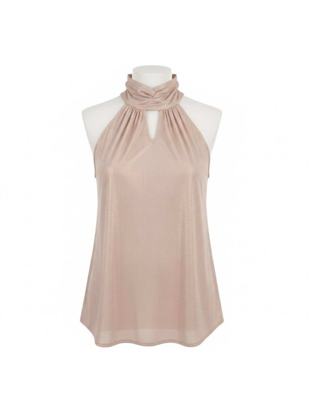 Anne Klein Womens Rose Gold Sleeveless Halter Top Size L